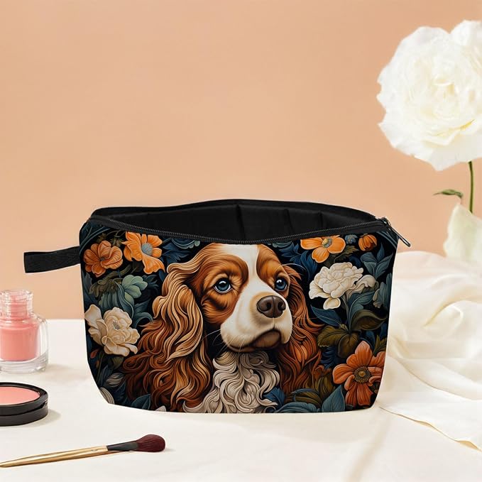 Cavalier King Charles Spaniel Makeup Bag for Women Travel Cosmetic Organizer Bag Teacher Appreciation Gifts Small Zipper Toiletry Bag - Image 4