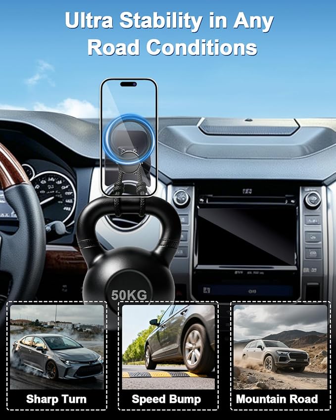 PZK Car Phone Mount for Toyota Tundra 2014-2021 Accessories Custom Air Vent | Magsafe Magnetic Car Phone Holder for Tundra Fixed Clip 360° Rotation Hands-Free Cell Phone Cradles Fit All Smartphones - Image 6