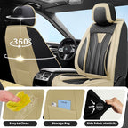 Fit Kicks Car Seat Covers， Compatible with Nissan Kicks 2018-2026 -Premium Leather, Waterproof Breathable All-Weather Seat Cushion Protector Airbag Compatible（2 Seats Front Pair，Beige & Black - Image 4