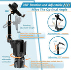 SAMPUSS 2-in-1 Phone Holders for Your Car Car Cup Holder Car Phone Holder | 360° rotation 2-in-1 function car phone mount with long arm universal smartphone phone holder car cup holder expander - Image 5