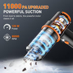 KMM Handheld Car Vacuum Cleaner, 11000PA Hand Held Vacuum & Air Duster | Strong Suction, Cordless, 120W High Power, Portable, Multi-Nozzles & LED Light, for Home, Car, Office - Image 2