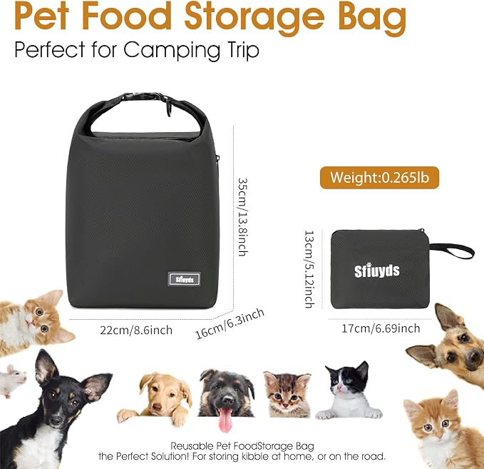 Pet Food Storage Bag Dog Food Travel Bag with 2PCS Collapsible Dog Travel Bowls Waterproof Kibble Storage Container for Road Trips Camping (Black, Small) - Image 5