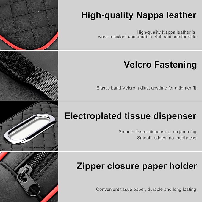 Car Tissue Holder,Claret | extra large capacity car tissue box can hold 130-180 tissues per box, size: 7.9"x5.1"x2.4" - Image 5
