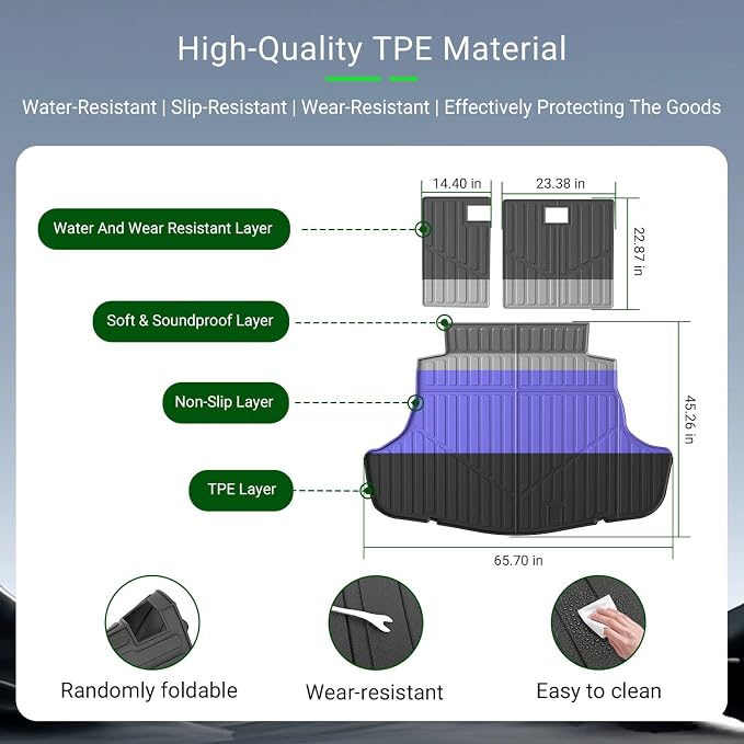 xipoqix Cargo Mat Backrest Mat Compatible with 2025 2026 Toyota Camry | TPE Cargo Liner Back Seat Protector Replacement for 2025 2026 Toyota Camry Accessories (Trunk Mat+Backrest Mats) - Image 5