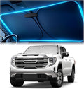 Windshield Sun Shade for GMC Sierra 1500 2500 3500 (SLT AT4 Denali) 2019-2026 – Custom Fit Sun Shield with Mirror Cut‑Out, Blocks Heat & UV, Foldable - GMC Sierra Windshield Sunshade by Autopect