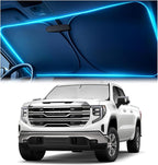 Windshield Sun Shade for GMC Sierra 1500 2500 3500 (SLT AT4 Denali) 2019-2026 – Custom Fit Sun Shield with Mirror Cut‑Out, Blocks Heat & UV, Foldable - GMC Sierra Windshield Sunshade by Autopect