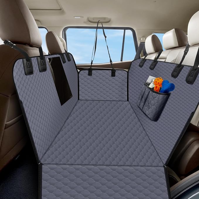 ZRRAJOY Dog Car Seat Cover for Back Seat, Waterproof Protector with Side Flaps, Scratchproof Hammock, Non-Slip Bottom for Cars/Trucks/SUVs (Grey) by ZRRAJOY