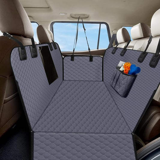ZRRAJOY Dog Car Seat Cover for Back Seat, Waterproof Protector with Side Flaps, Scratchproof Hammock, Non-Slip Bottom for Cars/Trucks/SUVs (Grey) by ZRRAJOY