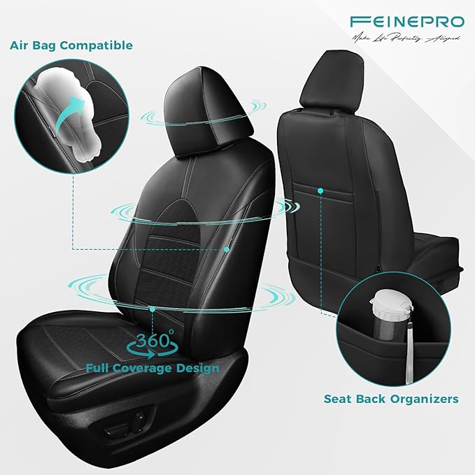 Custom Seat Covers for Toyota Camry 2018-2024, Black | Only Fit for Camry LE/SE/SE Nightshade 2018-2024, Not for Hybrid, Full Coverage, Faux Leather, Scratch-resistant, Easy-clean - Image 3