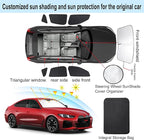 Windshield Sun Shade Car Windshield Foldable Full Windows Coverage Custom Fit for BMW i4 M50 2022-2025 Accessories Window Shades Block Sun UV Rays Privacy Protection 7PCS - Image 3