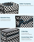 Capolo Car Trash Can with Lid, Leakproof Car Garbage Can Car Trash Bag | Waterproof, Trash Can for Car, 3 Mesh Pockets, Mini Hanging Vehicle Car Trash Bin, for Back/Front Seat (Black Square,2.5 Gal) - Image 3