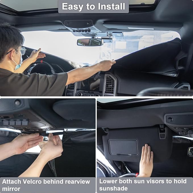 Car Windshield Sun Shade for Honda CR-V 2017-2022, Premium 310T Reflective Polyester UV Blocker, Lightweight Foldable Sun Visor with Storage Pouch - Image 7