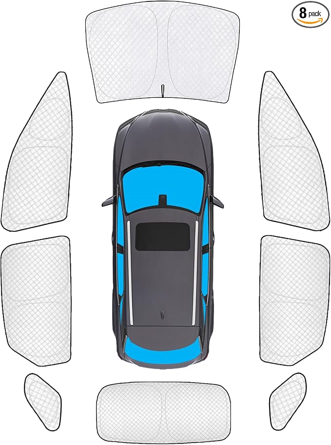 KMF 8pcs Thicken Sun Shades for Lexus RX 2023-2026 Accessories, RX350 Windshield Sunshade Full Car Window Covers for Side Rear, UV Block and Blackout Protect Privacy for Car Camping by KMF