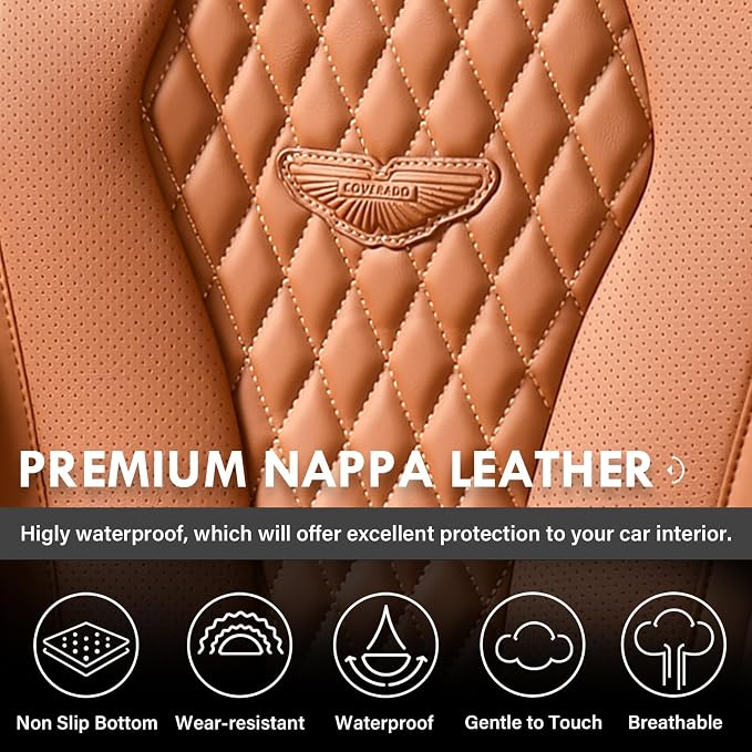 Coverado Seat Covers, Seat Covers 2 Seats, Brown Car Seat Cover Front Seats, Luxury Automotive Seat Covers, Front Car Seat Covers Leather Car Seat Protector - Image 6