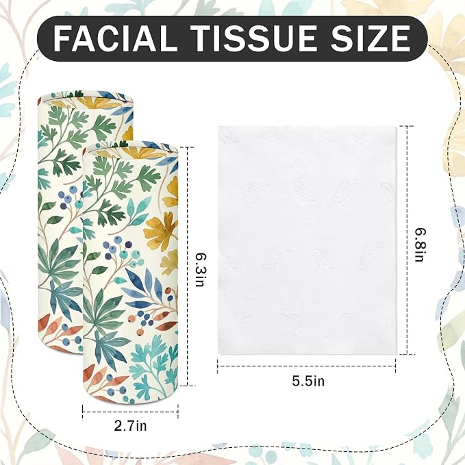 Arttown Car Tissue Holder for Cup Holder Facial Tissues 12 Pack Fall Leaves | Boho Bulk 3-Ply,Refillable Marble Print Cylinder Tissue Boxes,Fit Car Home Office School (600 Sheets Total,50 Sheets Each) - Image 2