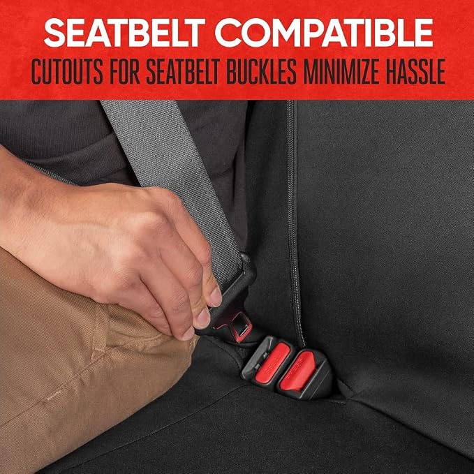 Motor Trend AquaShield Neoprene Waterproof Seat Covers for Trucks - Black 60/40 Split Bench Rear Seat Cover - Carseat Cover Automotive Back Seat Protector - Car Accessories for Kids & Dogs - Image 4