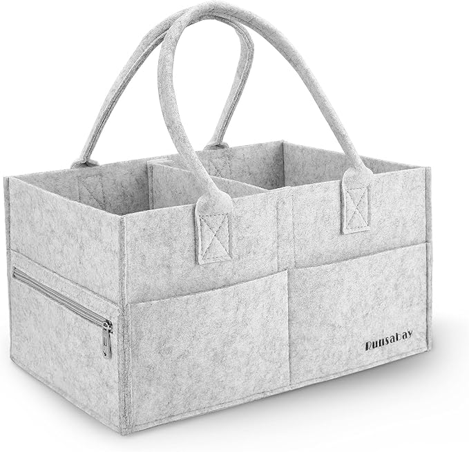Baby Diaper Caddy Organizer, Portable Baby Essentials Storage Basket Bin for Changing Table,Car Shower Basket for Newborn Boy and Girl, Best Shower Gift for New Mom by Runsabay