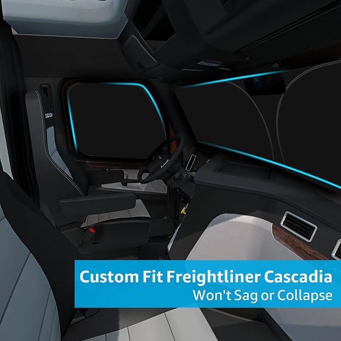 Proadsy Custom Fit 2018-2026 Freightliner Cascadia Windshield Sun Shade | 240T Heat Shield, Drops Temp 54°F, Blocks 99% UV, Prevents Dashboard Cracking, Summer Parking & Beach Trips, Easy Twist-Fold - Image 5