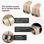 CoBak Extra Wide Car Seat Back Hooks, Premium Stitched Leather Headrest Hangers with Wide Slot Structure, Universal for Any-Width Purses, Handbags, Bags (2 Pack), Gold - Image 2