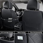 Coverado Tacoma Seat Covers Full Set, Faux Leather Seat Covers Custom Fit for 2016-2023 Toyota Tacoma Double/Crew Cab Base Prerunner SR5 Limited TRD Sport Interior Covers (White Line) - Image 2