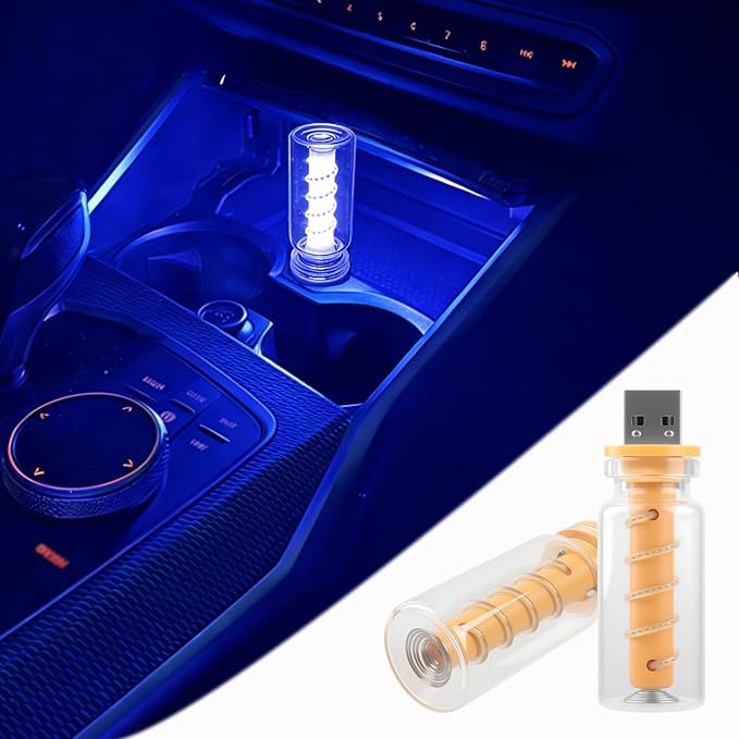 2PCS USB Light for Car, Touch Dimmable Car Interior Ambient Lights | Glass Bottle Mini LED Night Light Bulb, Plug-in USB Light for Car Interior, Bedroom, Camping, Hallway Decoration (Blue) by SUNCARACCL