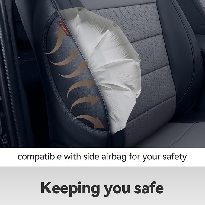 Faux Leather Seat Covers for 2022-2026 Toyota Corolla Cross,Non-Hybrid | Full Set Suv Seat Cushion for Corolla Cross L/XLE/LE,Luxury Waterproof Car Seat Protector,Factory Look,Black/Gray - Image 7