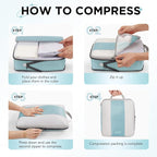 OlarHike 10 Set Compression Packing Cubes for Travel Essentials,Compressible Expandable Space Saver Bags for Organizing Clothes,Luggage Suitcase Garment Bags with Over 1000 pcs Mesh Holes(Blue Gray) - Image 3