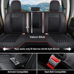 Coverado Chevy Chevrolet Silverado GMC Sierra Seat Covers Full Set, Custom Fit for 2014-2018 1500, 2015-2019 2500HD 3500HD Crew Double Extended Cab, Faux Waterproof Leather Seat Covers (Redline) - Image 3