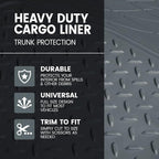 BDK Heavy Duty Rubber Cargo Mat Liner - All-Weather Trunk Protection, Trim-to-Fit Design for Cars, SUVs, Vans & Trucks - Non-Slip, Waterproof, Durable Cargo Floor Liner - 46" x 56.75" x 0.25" - Gray - Image 2