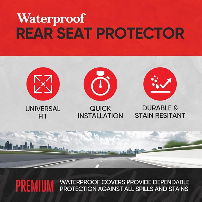 Motor Trend Front & Rear Car Seat Covers Full Set - Gray Cloth Bucket Seat Covers for Front Seats + Waterproof Rear Split Bench Cover – Universal Fit for Car Truck SUV Van Interior Protection - Image 8