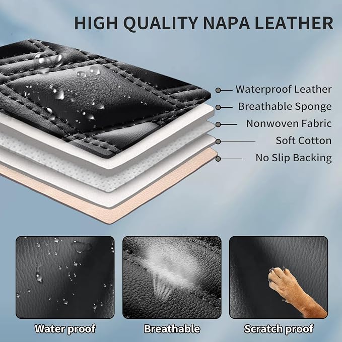 Fit for Prius Car Seat Covers Compatible with Toyota Prius 2001-2026 - Waterproof Breathable Leather Automotive Seat Cushions Protector,Airbag Compatible,Only 2 Front seat Covers(Redline) - Image 6