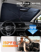 Zanch Windshield Sun Shade Umbrella: 3D Scan Custom Fit for Kia Sportage 2005-2026 [99% UV Protection, Up to 75℉ Cooler] Reflective Heat Shield, Foldable Front Sunshade Umbrella, Car Accessories - Image 2