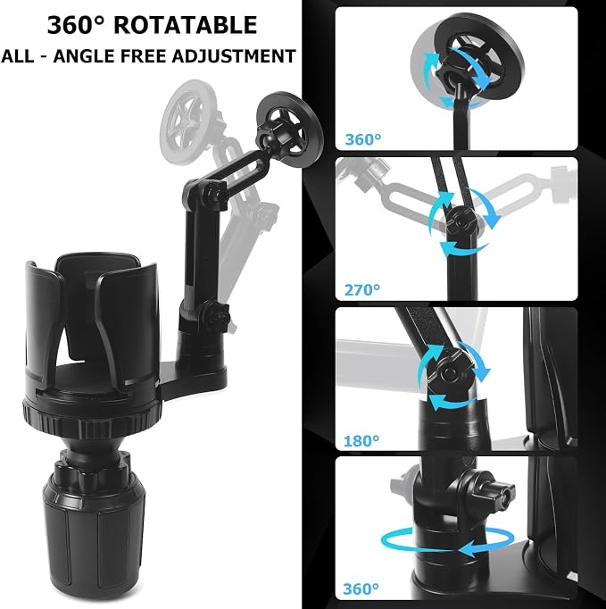 Frani Car Cup Holder Expander with Magnetic Phone Mount | Adjustable Insert Fits 2.68-4.33" Holders, 360° Adjustable Neck, Strong N52 Magnets, iPhone Samsung Compatible - Image 7