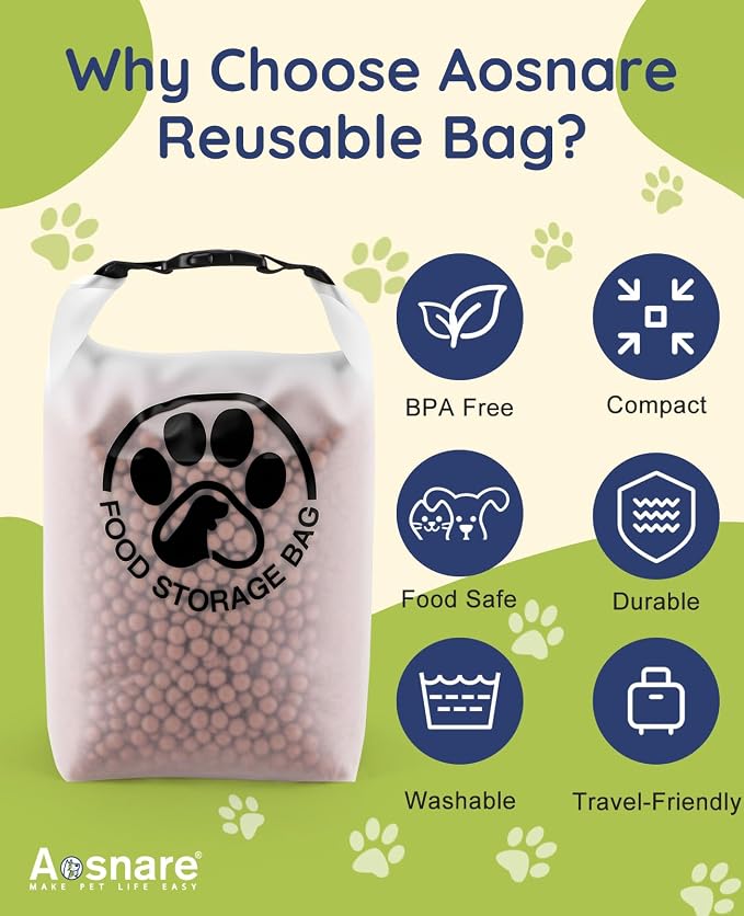 42 Cups Pet Food Storage Bag for Travel - Transparent Leak-Proof Dog Food Container with Roll-Top Closure, Keeps Kibble Fresh for Camping Trip, Dog Boarding and Hiking - Image 3