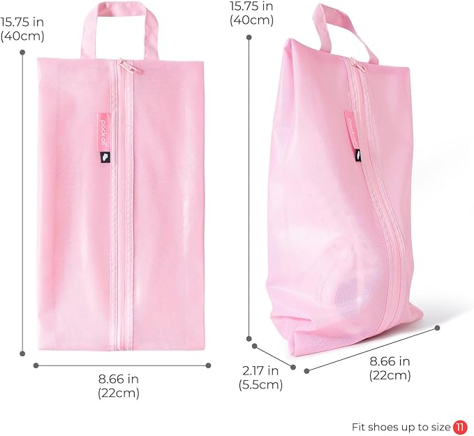 pack all Shoe Bag for Travel, Water-Resistant Shoe Pouch for Sports | Odor-Resistant, Dustproof, Portable, Soccer Cleats & Gym Storage, Fits Up to Size 11, 1 Pack, Pink - Image 5