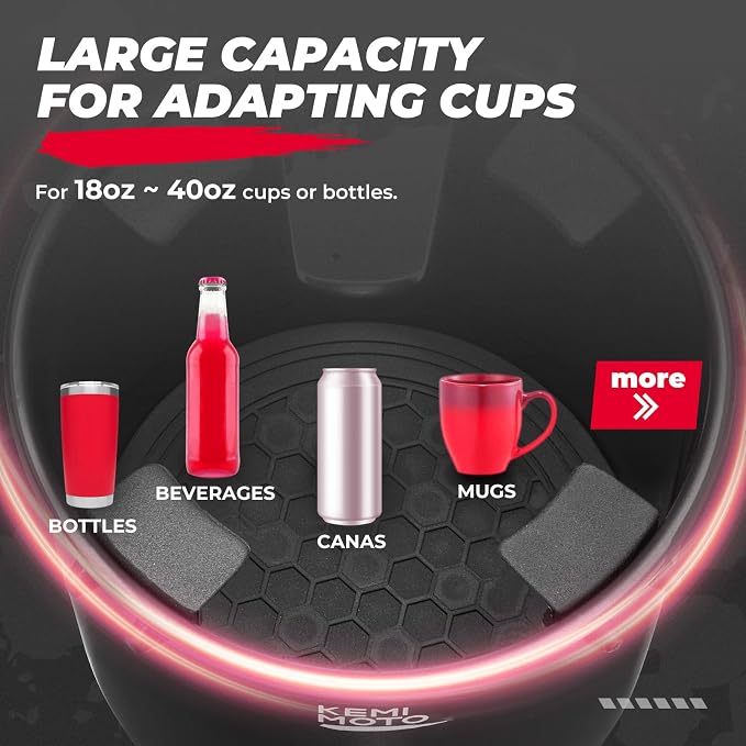 KEMIMOTO Car Cup Holder Expander Compatible with Hydro Flask Yeti 18-40oz | Universal Fits 3.0in-3.8in bottles and 3.2in cup holder, for Car, RV, Truck, UTV, Golf Cart, rubber base, tool-free install - Image 6
