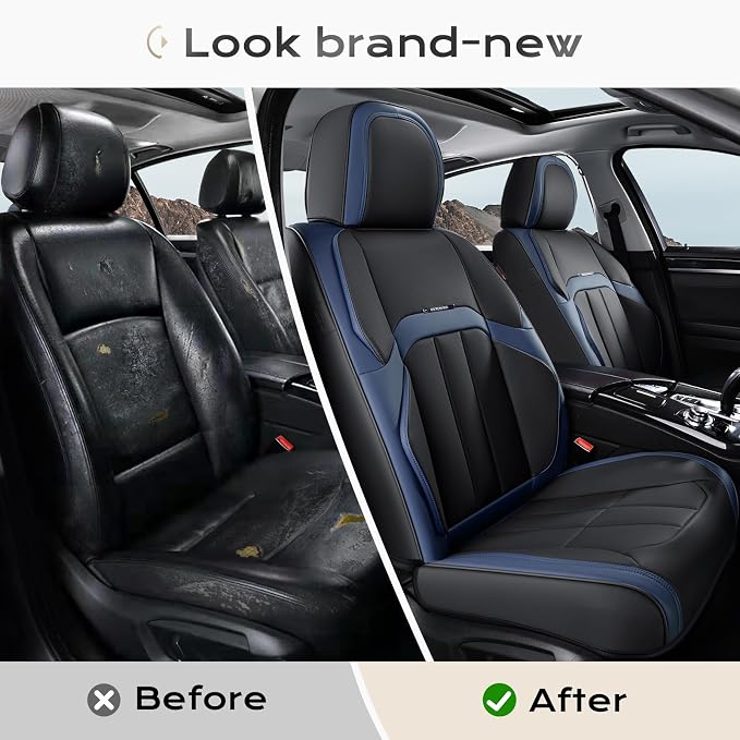 Coverado Nappa Leather Car Seat Covers Front Set, Luxury Waterproof Seat Protectors, Airbag Compatible Anti‑Slip Auto Seat Covers, Universal Fit for Most Cars SUVs Trucks Pickup Vehicles - Image 7