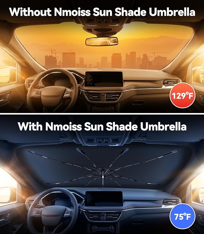 Nmoiss [Vinyl Coating Heat Shield] Windshield Sun Shade Umbrella Fit for Ford Escape 2013-2026 Accessories, Protect Car from Sun Rays & Heat Damage Keep Cool and Protect Interior - Image 2