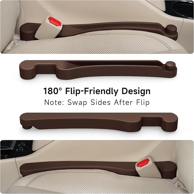 Givifive Car Seat Gap Filler Organizer 2Pack Soft Foam 3IN1 Multifunctional | Seat Side Gap Strip with Slot & Hook Universal Fit Car SUV Truck Fill The Gap Between Seat & Console (Standard Dark Brown) - Image 6