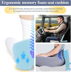 Memory Foam Seat Cushion for Sciatica & Back Pain Relief - Ergonomic Chair Pad with Adjustable Strap & Supportive Comfort Cover, Non-Slip for Car, Truck, Office Chair - Blue - Image 3