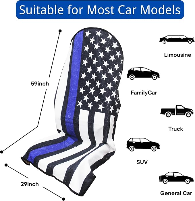 Waterproof Car Seat Cover for Front Seats, Protector for Cars SUVs Trucks, Sweat Towel Seat Covers Bucket for Gym,Workout,Beach,Hiking,Running (American Flag Black, 1PC) - Image 6