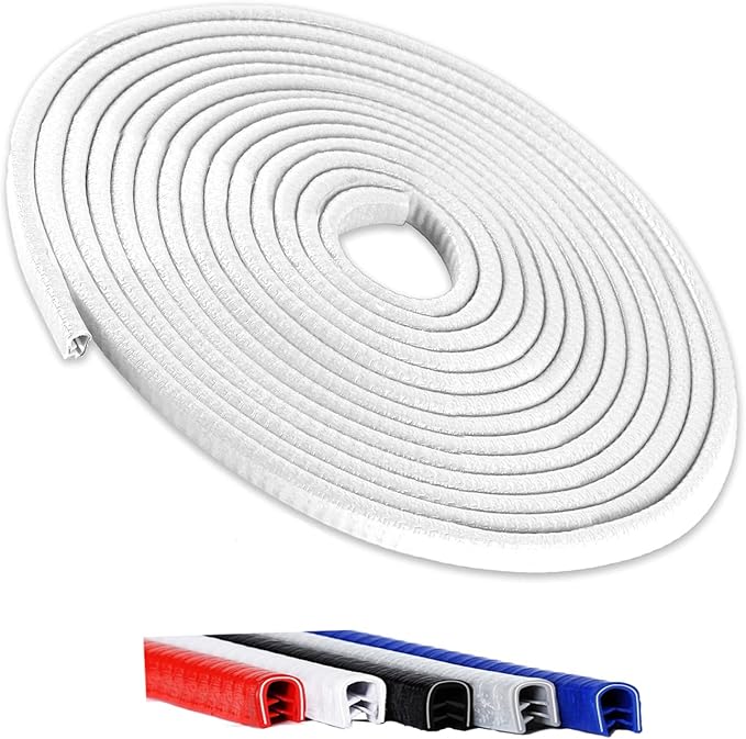 Winfort 33FT(10M) Car Door Edge Guards, No-Glue Rubber Edge Trim (White) | Car door edge protector with U-shaped steel clips for most cars, SUVs and trucks; helps guard paint from chips and scratches by Winfort