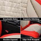 Coverado Leather Car Seat Covers Full Set, 5 Seats Seat Covers for Cars, Waterproof Car Seat Cushions, Front and Rear Seat Protectors Universal Fit Most Vehicles (Red&Beige) - Image 8