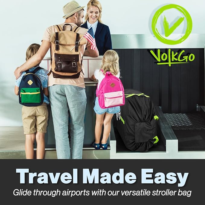 Large Stroller Bag for Airplane, Large Cover for Airtravel, Jogger & Umbrella Stroller Cover for Travel - Fits Wide, Gate Check Bag, Heavy Duty Durable Infant carrier covers for Air Travel - Image 4