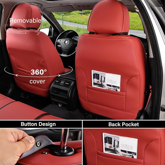 Coverado Car Seat Covers, Seat Covers for Cars, Waterproof Leather Auto Seat Protectors, Leather Car Seat Cushion, Car Interiors Accessories Universal Fit for Most Cars - Image 2