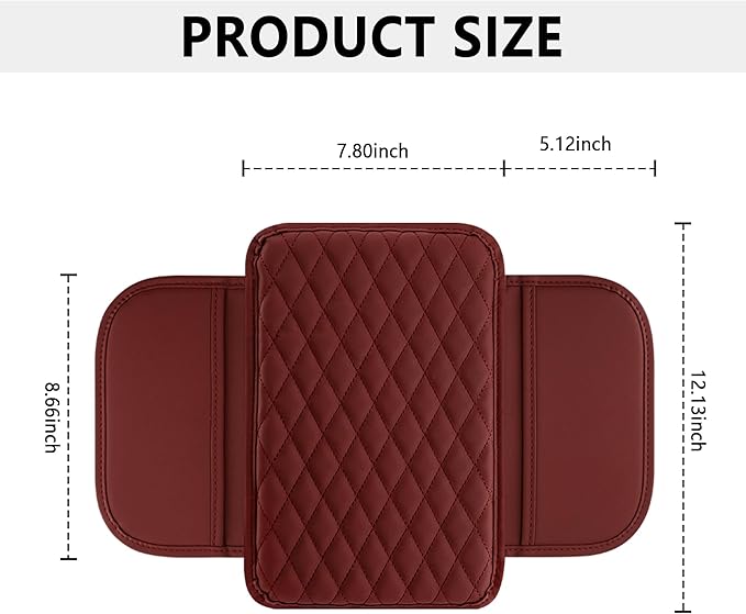 Stacool Upgraded Car Center Console Cover,Microfiber Leather Car Armrest Cover Cushion with 2 Storage Bags,Universal Car Armrest Storage Box (Red) - Image 2