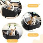 Dog Car Seat for Small Dogs Up to 30 Lbs, Pet Travel Safety Bed for Puppy Cat, Fits in Front/Back Seat, Anti Slip Base, Fully Detachable Washable with 2 Safety Tether(Grey-Black) - Image 5