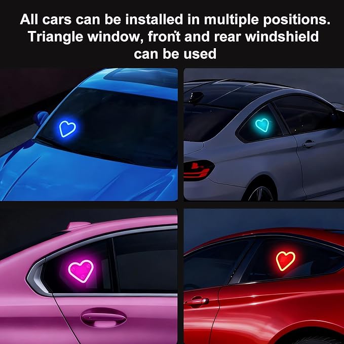 Rechargeable Solar-Powered Wireless Heart LED Light for Car Interior Decor | with 6 Lighting Modes and Vibration Sensor, Romantic Ambient Gift for Couples/Women/Men, Pink, 1 Pcs - Image 7