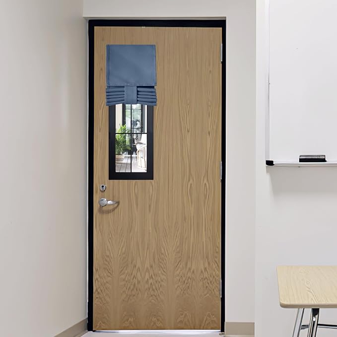 RYB HOME Classroom Door Window Cover, Blackout Door Curtain No Drill | Emergency Lockdown Shade for School Door Window, Room Darkening Block Views, Office Door Curtain, W8 x L36, 1 Panel by RYBHOME