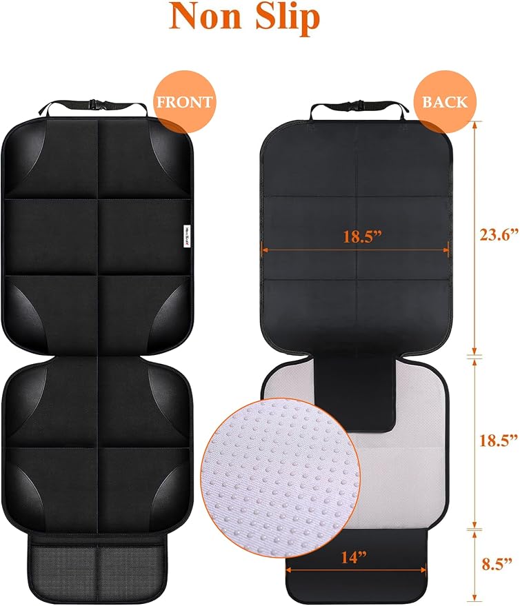 Meolsaek Car Seat Protector for Child Car Seat，Non-Slip Backing No Imprints | Durable Car Seat Mat 600D Fabric, Waterproof Car Seat Cover with Thick Pad - Image 4